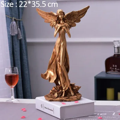 Скульптура Европейской богини, статуя ангела, скандинавские украшения для дома, аксессуары для гостиной, телевизора, винного шкафа, художественный подарок - Цвет: Золотой