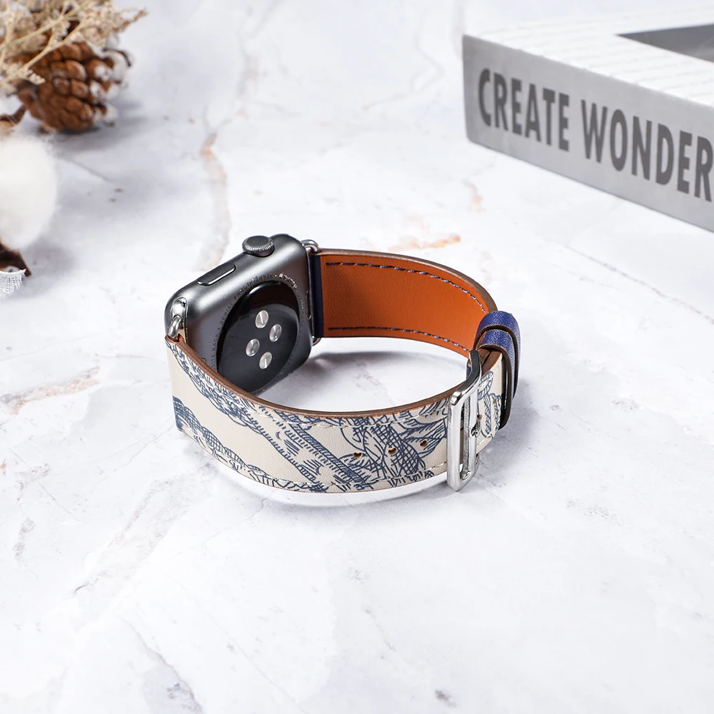 Кожаный ремешок для Apple watch band 44 мм correa apple 42мм 38 40 Iwatch 5 4 3 одиночный Тур pulseira