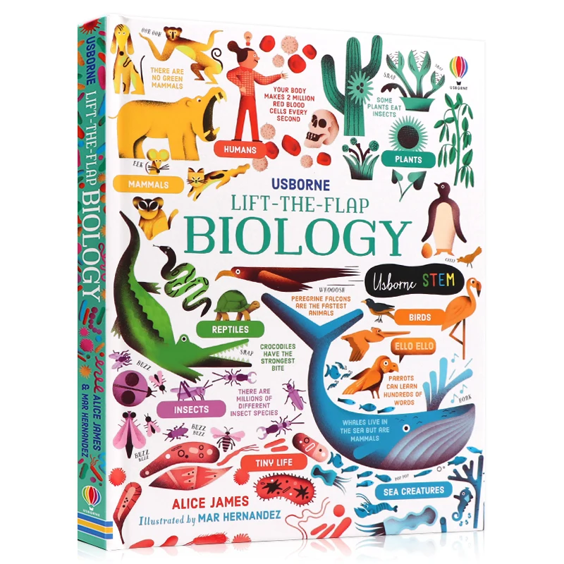 Usborne Liift The Flap BIOLOGY English Educational Picture flap Book Baby Children Learning Board Gift Hardcover | Игрушки и хобби