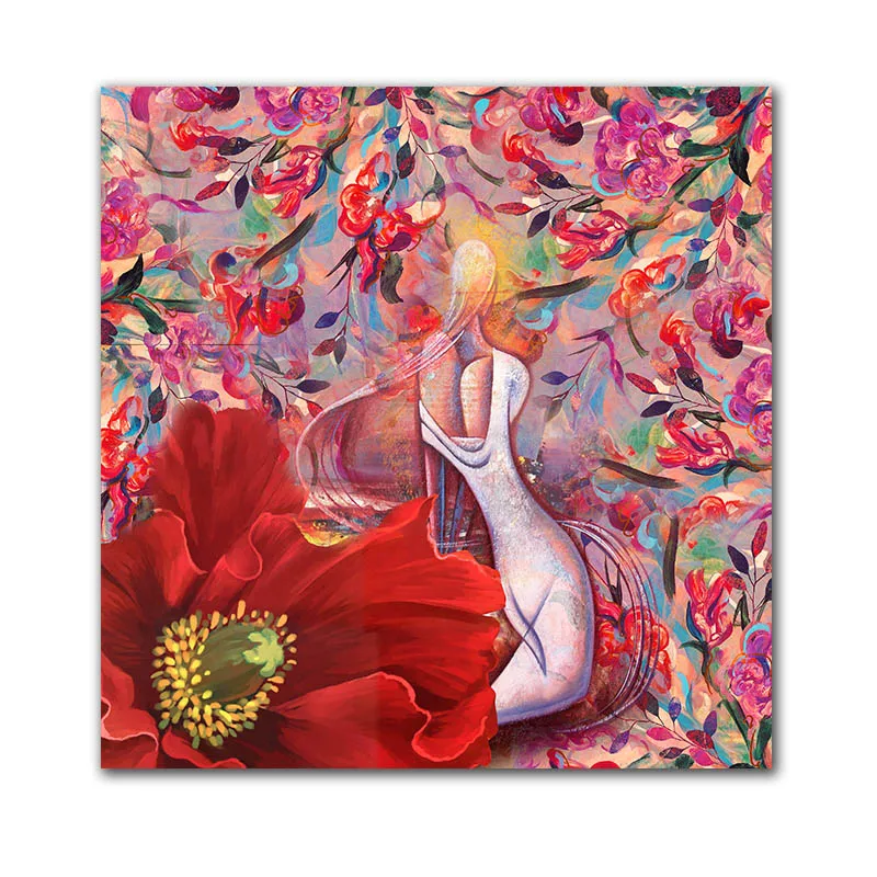 GOODECOR Абстрактная живопись на холсте красные цветы Картина Маслом Wall Art для
