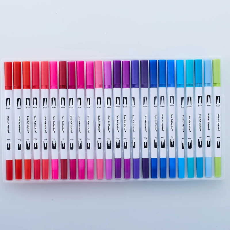 limekuoo 24 colors dual brush pen colored markers pens with 0.4mm  fine-liner tip kids