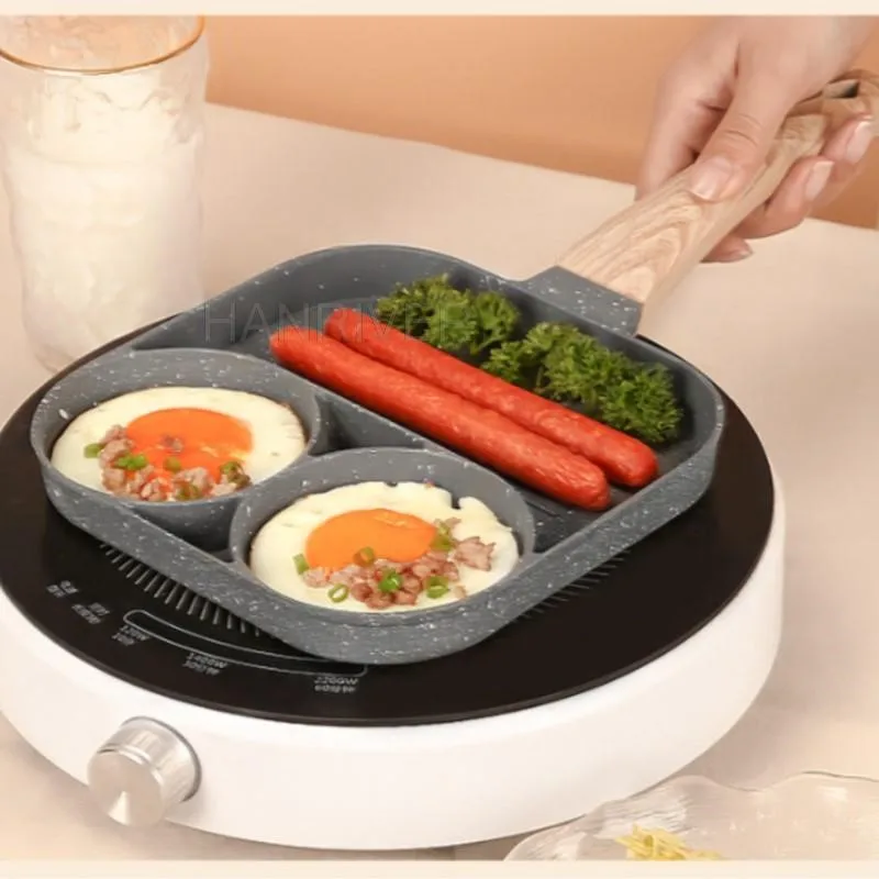 4 Hole Frying Pot Pan Thickened Omelet Pan Non-stick Egg Pancake Steak Pan Cooking Egg Ham Pans Breakfast Maker Kitchen Cookware 6