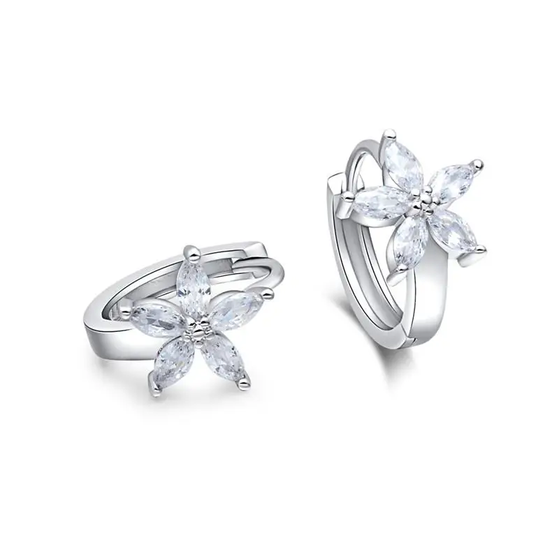 MISANANRYNE, женские серьги-кольца с кристаллами, серебряный цвет, цветок, циркониевые серьги, модные ювелирные изделия для свадебной вечеринки, Серьги Brincos - Окраска металла: A020