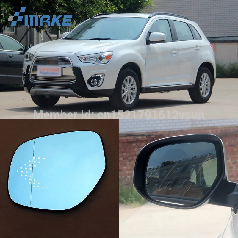 SmRKE 2 шт. для Mitsubishi ASX зеркало заднего вида синие очки широкий угол Led поворотники светильник Мощность нагрева