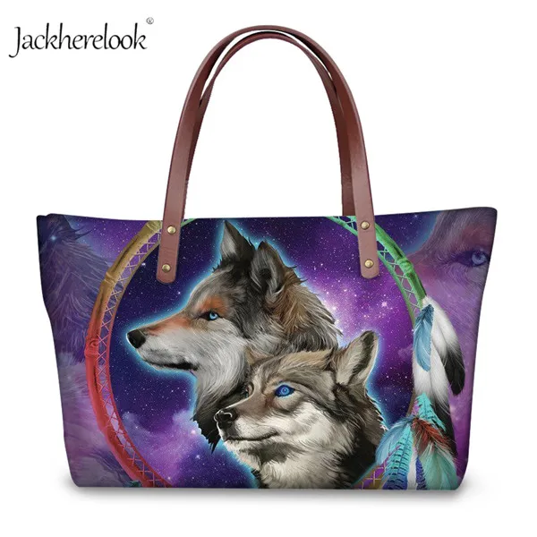 Jackhereook, сумки с животными, крутые волки, для женщин, сумка-мессенджер, брендовая дизайнерская, топ, сумка через плечо с ручкой+ кожаный кошелек, 2 шт./компл - Цвет: HX618AL