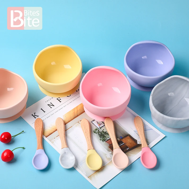 Детская силиконовая миска, набор посуды, ложка для еды, силиконовая посуда для еды, посуда для детей на присоске, фиксирующая чашка, детские товары, игрушка