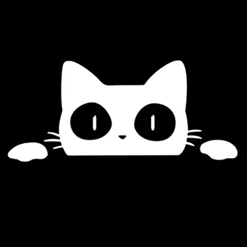 

1PCS Black/White Universal Surprise Cat Peeking Sticker Funny Vinyl Vehicle Decal Car Styling Decoration Accessories 14CM*6.2CM