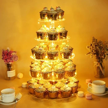 

5-Layer Clear LED Light Cake Stand Holder Cake Display Rack For Party Wedding Birthday Festival Cake Stand Decoration