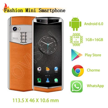 

M17S Pocket Android Smartphone 3.5 Inch Face ID GPS WiFi Hot spot Tiny Leather Mobile Phone Google Play Store Unlocked Cellphone