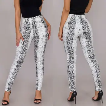 

Women Ladies Snake Skin Leggings Stretchy Printed Pencil Pants Skinny Slim Pants Easy Matching Comfortable