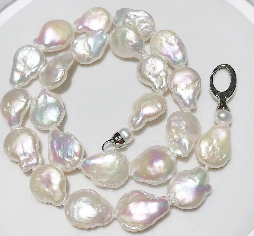 

HABITOO 12-16mm Natural Freshwater Pearl White Reborn Keshi Irregular Pearl Necklace Jewelry for Women Charming Gifts