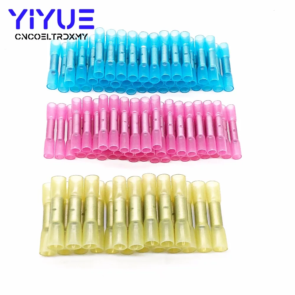 100PCS Heat Shrink Butt Terminals Insulated Electrical Wire Connectors AWG 22-10 Cable Crimping Terminals Connector Kit