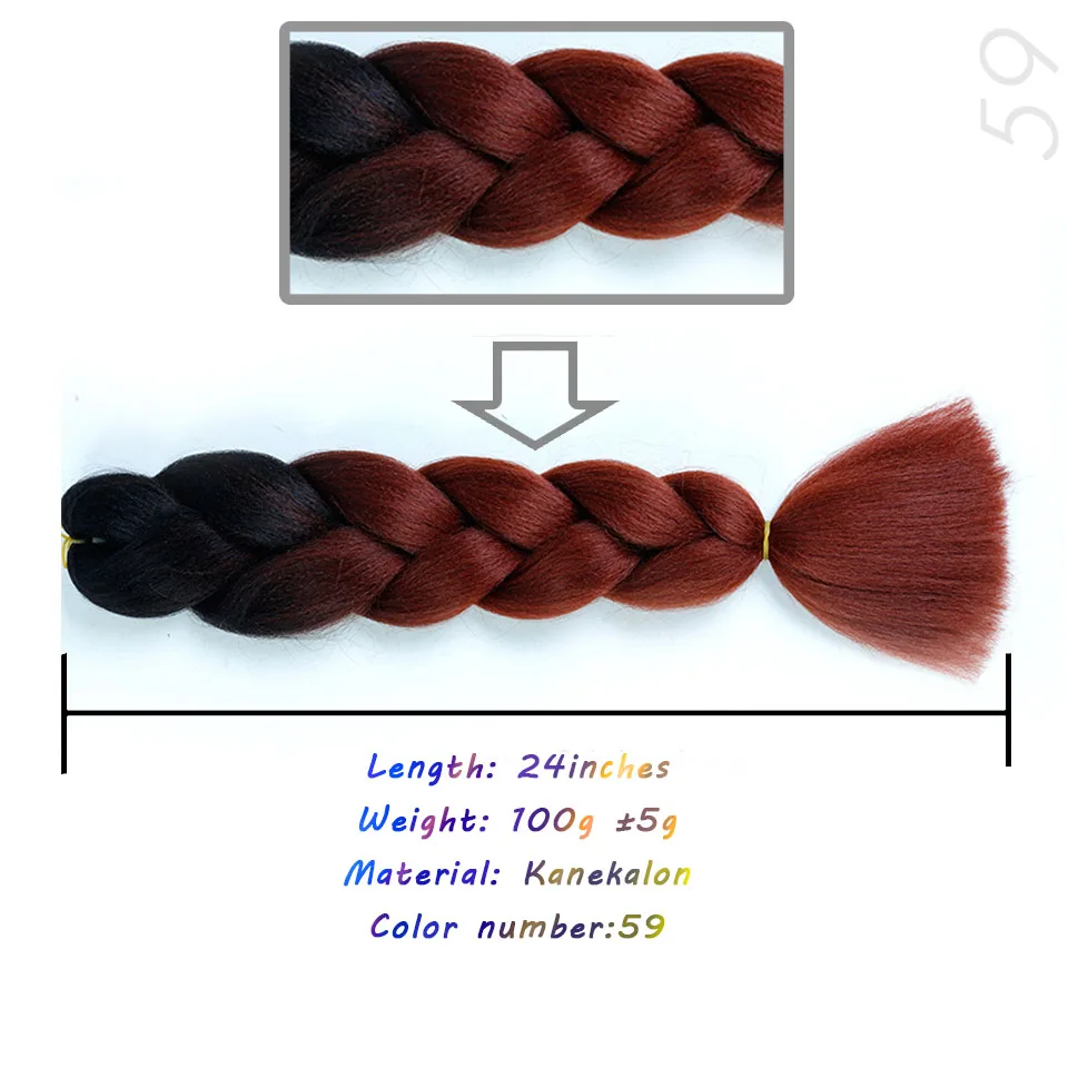 LVHAN три/два тона синтетические Омбре Джамбо синтетические косички волос 2"(60 см) 100 г/шт. термостойкие цветные крючком косички - Цвет: # 99J