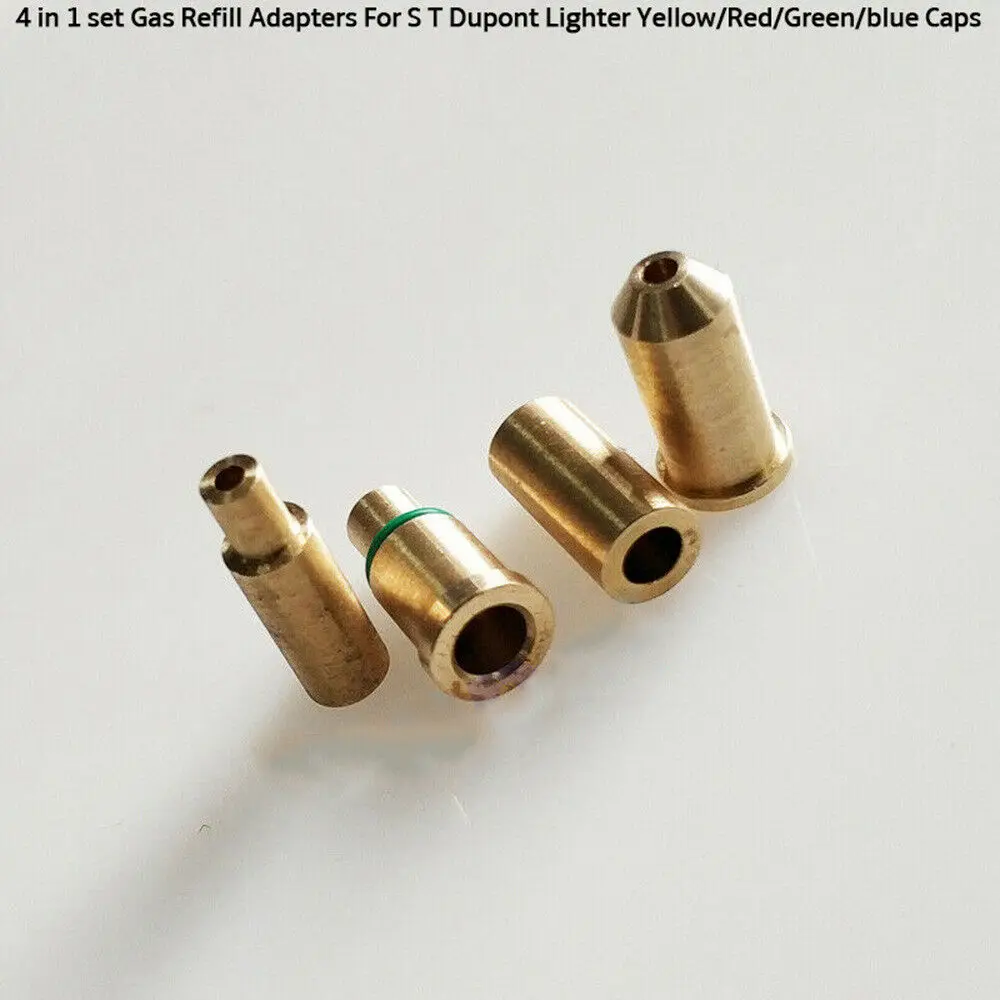 4 in 1 Gas Refill Adapters For S T Dupont Lighter Yellow/Red/Green/Blue Caps Easy To Install