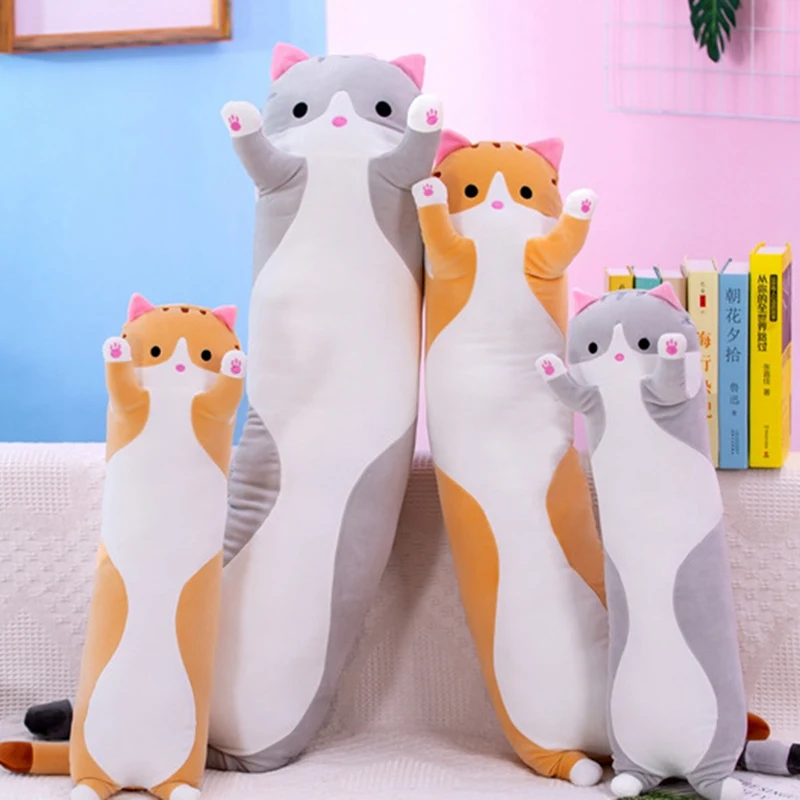Подушка с рисунком кота из мультфильма, Мягкая Милая Подушка Coussin, дышащая подушка, длинная подушка для пола, подарок на год для детей, Современный домашний декор