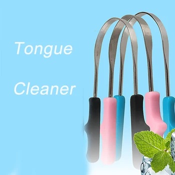 

Oral Tongue Scraper Stainless Steel Cleaner Brush Fresh Breath Cleaning Coated Tongue Toothbrush Oral Hygiene Care Tools