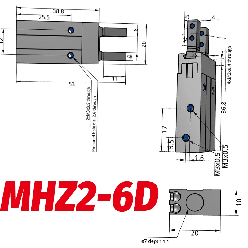 SMC тип MHZ2 двойного действия пневматический параллельный захват MHZ2-10D MHZ2-16D 20D 25D 32D 40D алюминиевые зажимы палец цилиндр - Color: MHZ2-6D