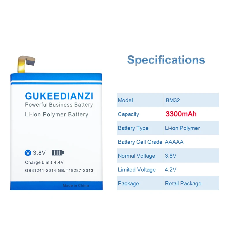 GUKEEDIANZI 3300 мАч BM32 сменная батарея для xiaomi mi 4 M4 mi 4 литий-полимерные аккумуляторы
