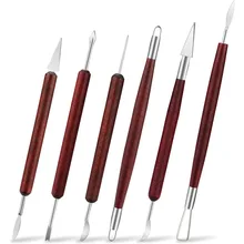 

6pcs Clay Sculpting Tools Professional Carving Tools Double Sided Pottery Tools with Wooden Handle for Sculpture DIY Art Tools