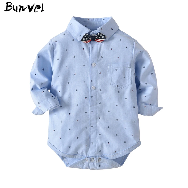 bunvel Baby Bodysuits Newborn Clothes Infant Toddler Kids Boys Rompers Butterfly Collar Dotting Floral Printing Bodysuit f |