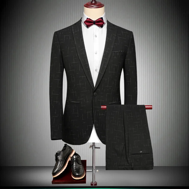 

Business Men Formal Wear Slim Fit Suit Pants Suit Business Suit Two Piece Set Groom Best Man Marriage Formal Dress Fashion