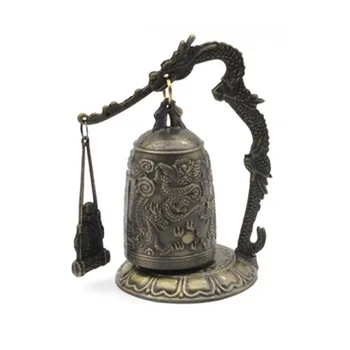 

Vintage Style Dragon Bell Hang Decoration Buddhist Bell Ornament Good Luck Bell Bronze Lock Monk Home Office Decoration Artwork