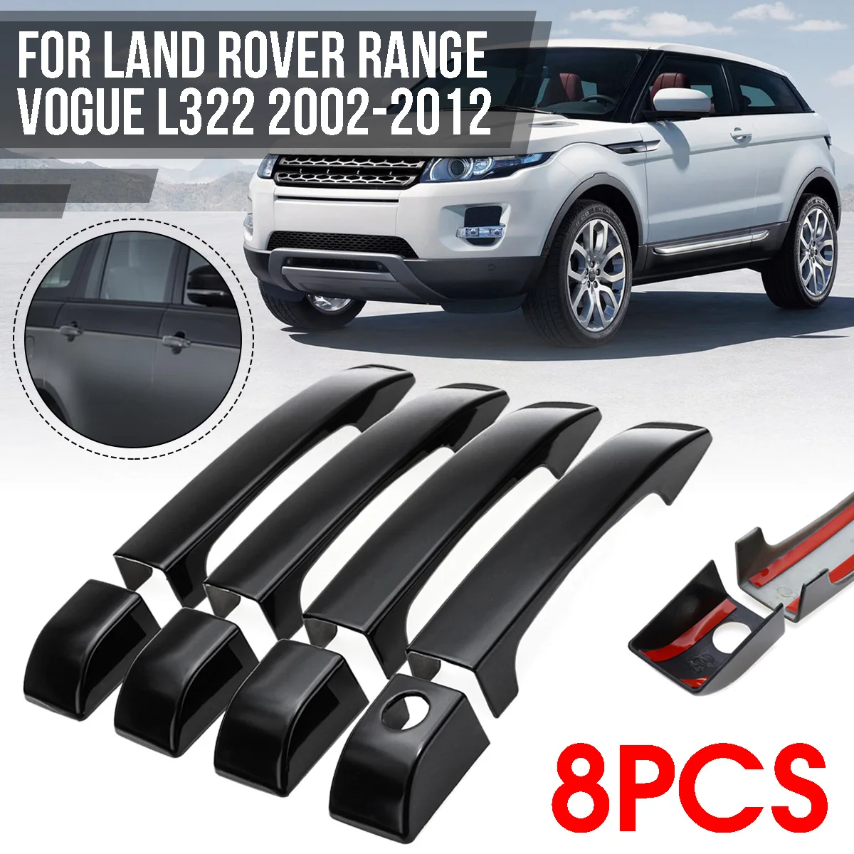 8 шт. глянцевая черная дверная ручка крышки Накладка для Land Rover Range Vogue L322 2002 2003 2004