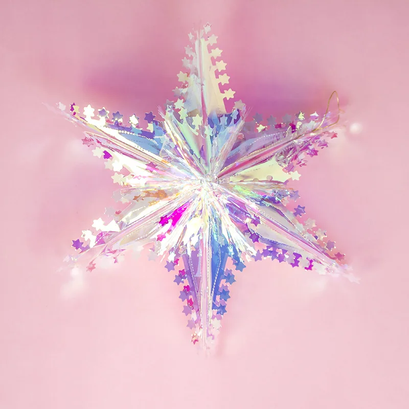 Красочный отражающий свет лазерный цветок Звезда Рождественский орнамент на Рождество дерево топ подвесной кулон украшения для домашнего праздника аксессуары - Цвет: 7