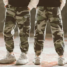 Штаны для мальчиков осенний стиль, чистый хлопок, Детский комбинезон камуфляжные штаны для больших мальчиков длинные штаны