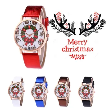 

Women Fashion Watches Christmas Pattern Clocks Casual Women's Watches Bracelet Quartz Ladies Watch Women Clock Leather Band