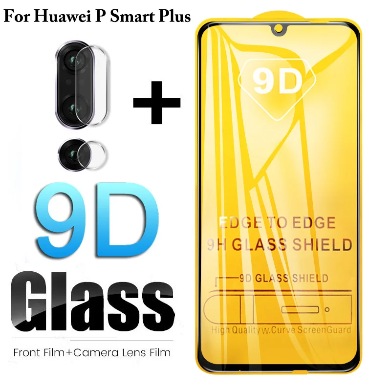 

2 in 1 9D Protective Glass for Huawei P Smart Plus 2019 Camera Lens Film Tempered Glass Hauwei PSmart Plus Glas Screen Protector