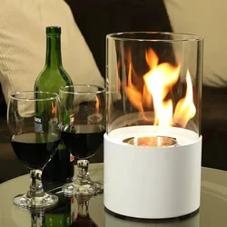 New Stylish Design Alcohol Fireplace Small Portable Stove Desktop Cylindrical Metal Real Flame Decorative Bioethanol Fireplace