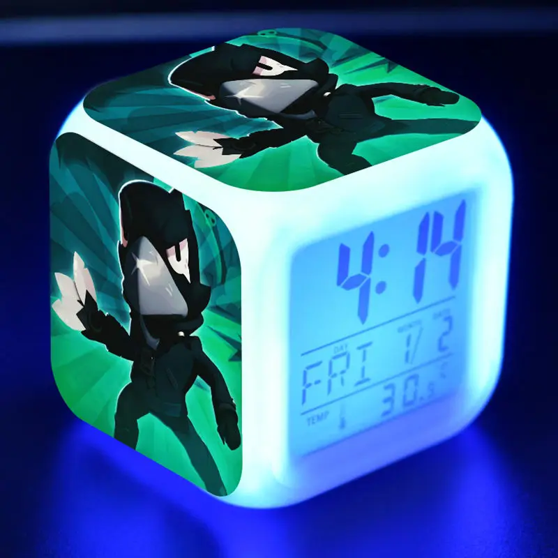 

Leon Game Figure Model LED Alarm CLock Colorful Flash Touch Light Temperature Kids Toys