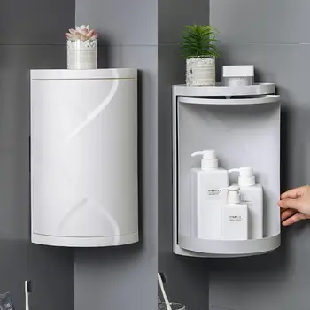 

Bathroom Corner Shelf Wall Mounted Storage Case PP 360 Degree Rotatable Kitchen Bathroom Self-adhesive Corner Shower Rack