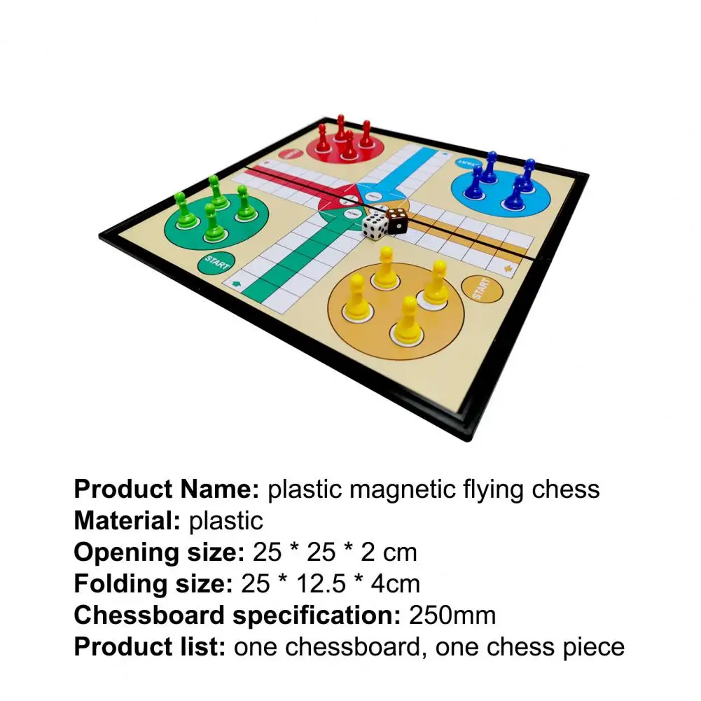 25cm Ludo Board Game Magnetic 5 In 1 Plastic Folding Chessboard Ludo Chess for Kids Children Camping Travel Game Set