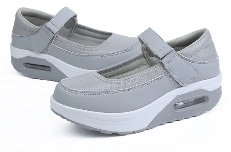 HOVINGE Демисезонный, с пряжкой, из PU искусственной кожи, белая медсестринская обувь кроссовки на танкетке Для женщин удобная повседневная обувь