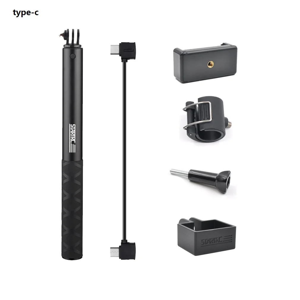STARTRC ручной удлинитель селфи палка для DJI OSMO Карманный с 1 м линия передачи данных крепежный кронштейн набор держатель телефона селфи палка - Цвет: Черный