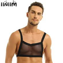 Iiniim, мужское нижнее белье, открытая Сексуальная майка, костюмы, прозрачная сетка, сетка, X-Back, мышцы, Клубная одежда, вечерняя майка