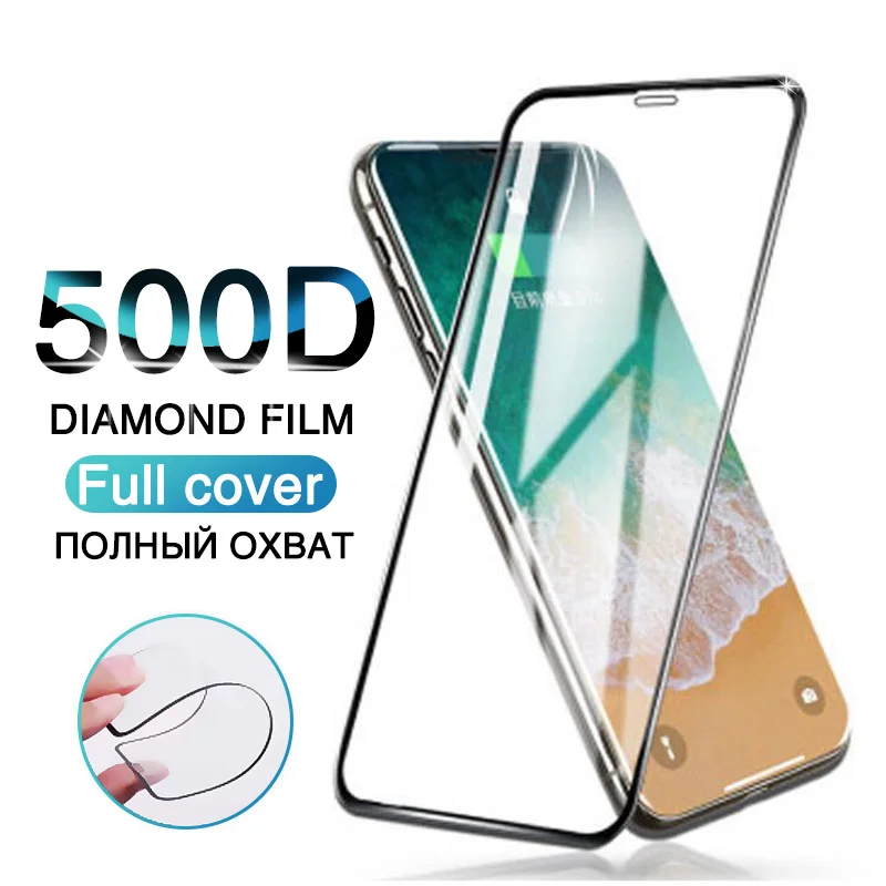 

500D Protective glass on the for iphone x xs 6 6s 7 8 plus glass on iphone 7 x screen protector soft edge for iphone xs max x xr