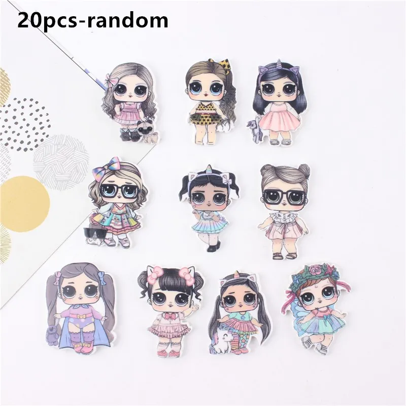 

20pcs Baby LOL Resin Headbands Mini Cute Flat Back Acrylic Sheet Miniature Pattern Applique Scrapbook Headwear Hair Accessories