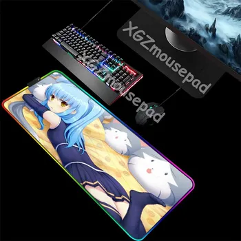 

XGZ Large RGB Gaming Mouse Pad Black Lock Edge Anime Cat Pillow Custom Computer Keyboard Desk Mat Non-slip 900x400 / 800x300 Xxl