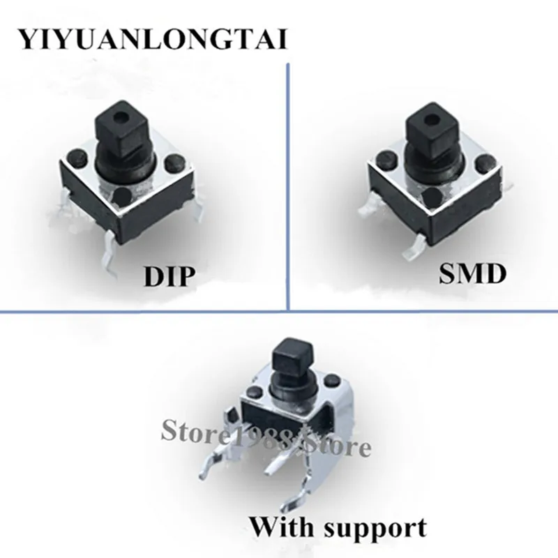 

100pcs 6 * 6 * 7.3 mm square head holder light touch switch SMD touch button DIP micro switch 6x6 copper foot
