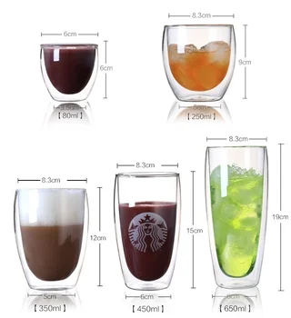 

4 Pcs/lot Espresso Cups Cafe Latte Cups Cappuccino Cups Tea cups 80 Milliliter/2. 7 Ounce Double Walled Espresso Glasses DDC-08
