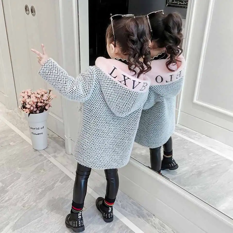 

2019 New Girls Autumn and Winter Models Korean Jacket Girls Children's Clothing Female Children's Winter Princess Woolen Coat