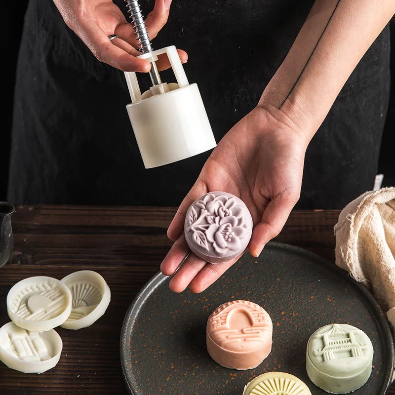 Moon Cake Tools Cookie Flower Stamp Mooncake Mold Kitchen Supplies Bakery Molds Ma'amoul Oriental Pastry Mould Form for Baking