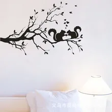 Горячая Распродажа, стиль, ветка, белка, резные настенные наклейки, для гостиной, спальни, фоновое украшение, креативные наклейки Ks1086