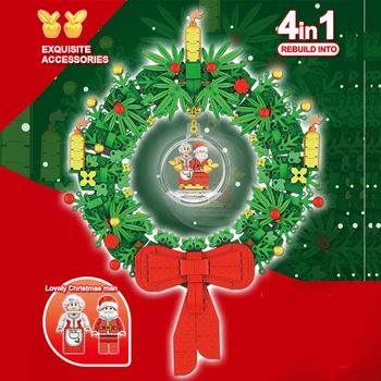 

New Christmas Wreath & Tree Model Building Blocks Santa Claus Set Bricks 4 In 1 DIY Assemble Toys Children Friends Toys 2020