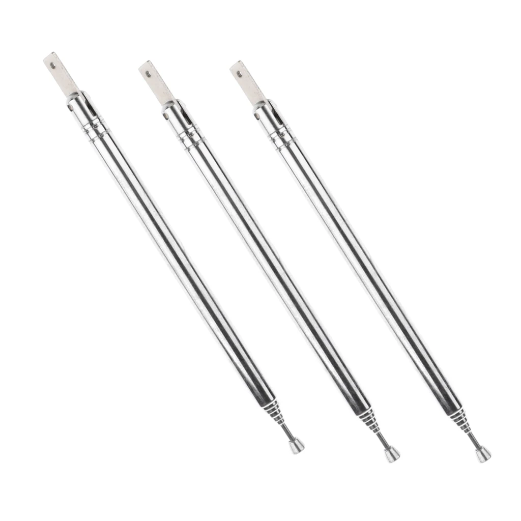 Premium Radio Stainless Steel Replacement Telescopic Antenna 7 Section (Pack of 3)