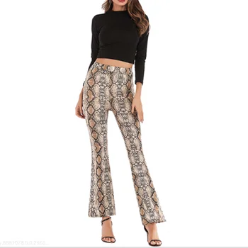 

High Waist Pants Leopard Women Trousers Snake Skin Pants Summer Autumn Women Wide Leg Pants Workout High Street Female Trousers
