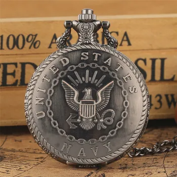 

Hot Sale Antique United State Navy Design Quartz Pocket Watch Retro Necklace Chain/Hanging Chain Men Women Pendant Clock